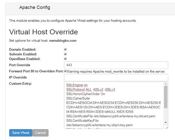 Override a Virtual Host Setting