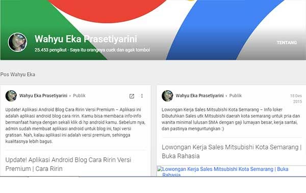 akun G+ cara ririn