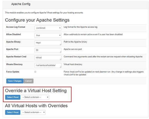 menu Apache Config
