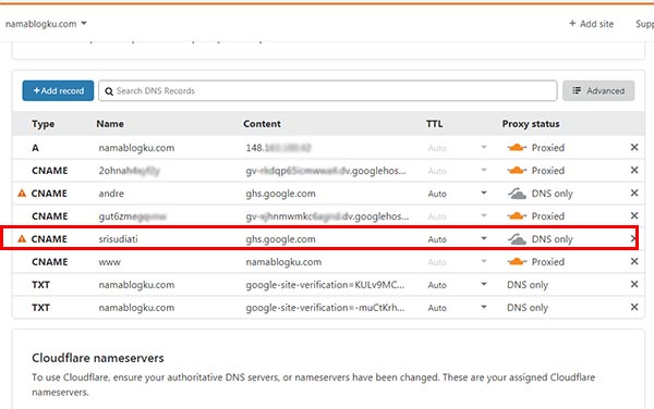 Setting Subdomain Blogspot di Cloudflare