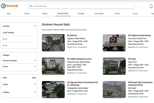 direktori rumah sakit sehatq