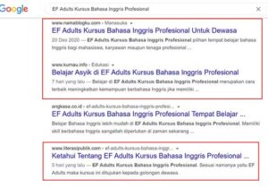 Artikel EF Adults Muncul di SERP