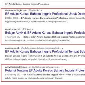 Artikel EF Adults Muncul di SERP