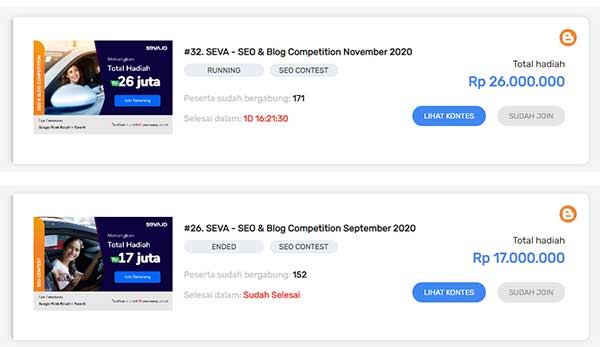 Hasil Kontes SEO SEVA Ke Tiga